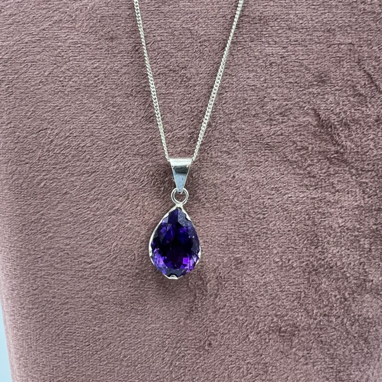 Amethist  hanger- Sereen - 925 Sterling zilver ketting